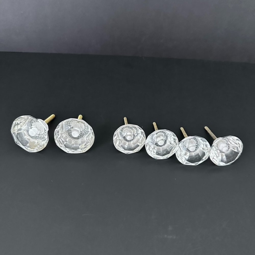 Set of 6 Glass “Crystal” Knobs (Hardware to Attach not Included)